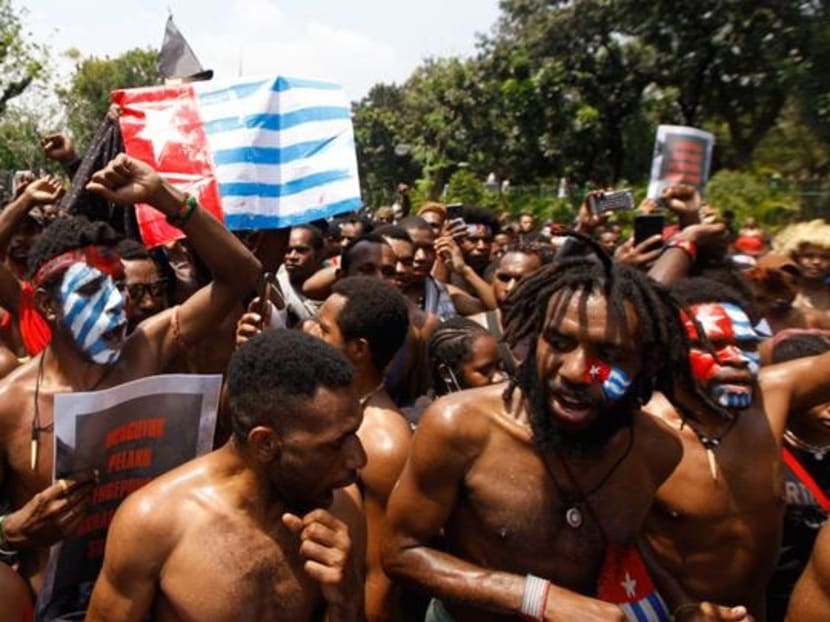 Papuan students staging a protest in front of Indonesia Army headquarters in Jakarta, August 22, 2019.