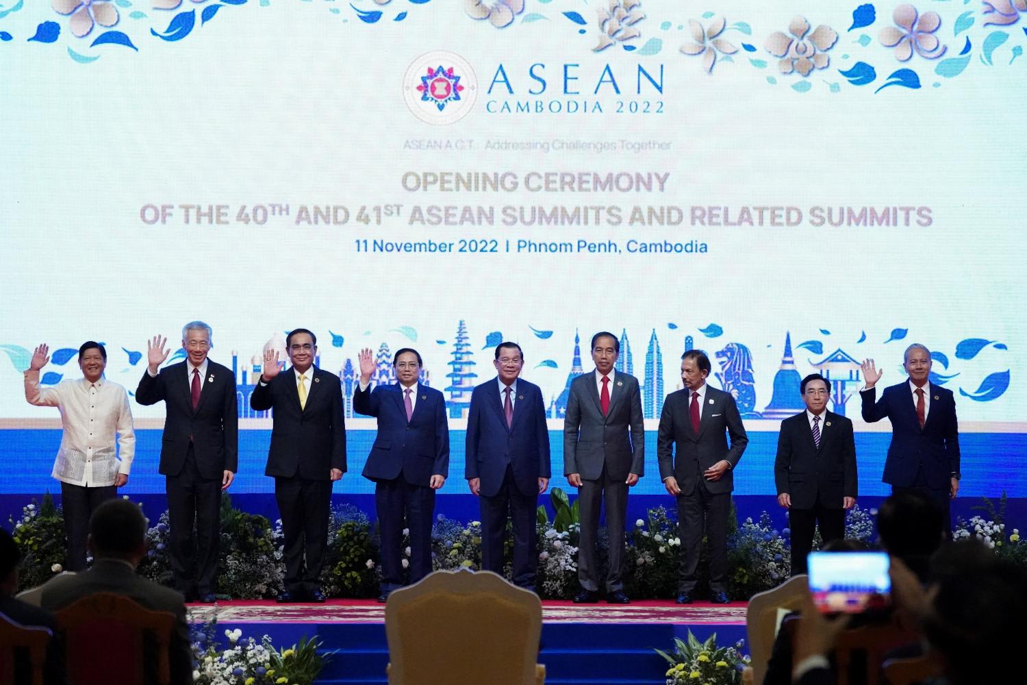 Asean leaders pose for a group photo at the opening ceremony for the 40th and 41st Asean Summits and related summits in Phnom Penh, Cambodia on Nov 11, 2022. Asean leaders pose for a group photo at the opening ceremony for the 40th and 41st Asean Summits and related summits in Phnom Penh, Cambodia on Nov 11, 2022.