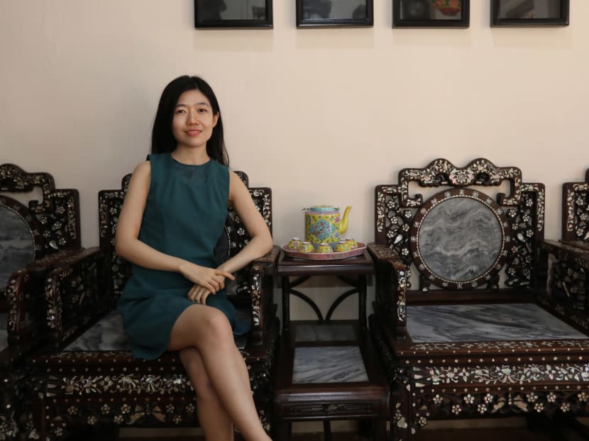 The author at the Katong Antique House after a recent discovery of her own Peranakan heritage. The author at the Katong Antique House after a recent discovery of her own Peranakan heritage.