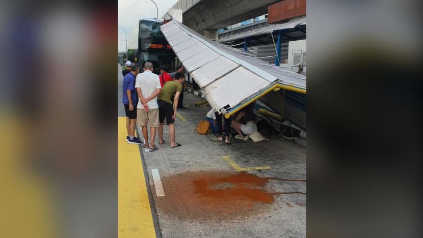 Yishun shelter collapse: 3 people injured after bus hits taxi stand