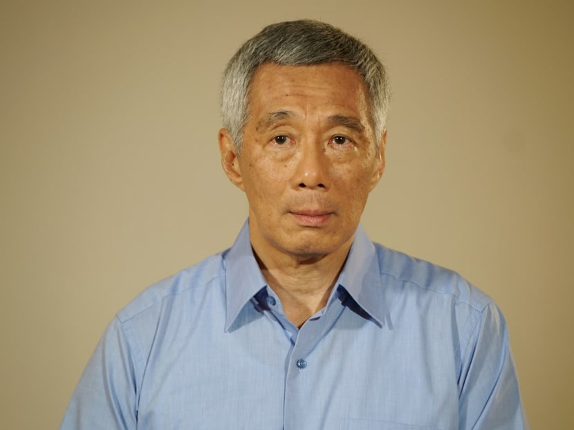 PM Lee Hsien Loong delivering a recorded statement on the 38 Oxley Road dispute. Photo: MCI