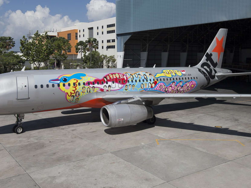 Jetstar unveils SG50 livery designed by local artist Michael Ng. Photo: Jetstar
