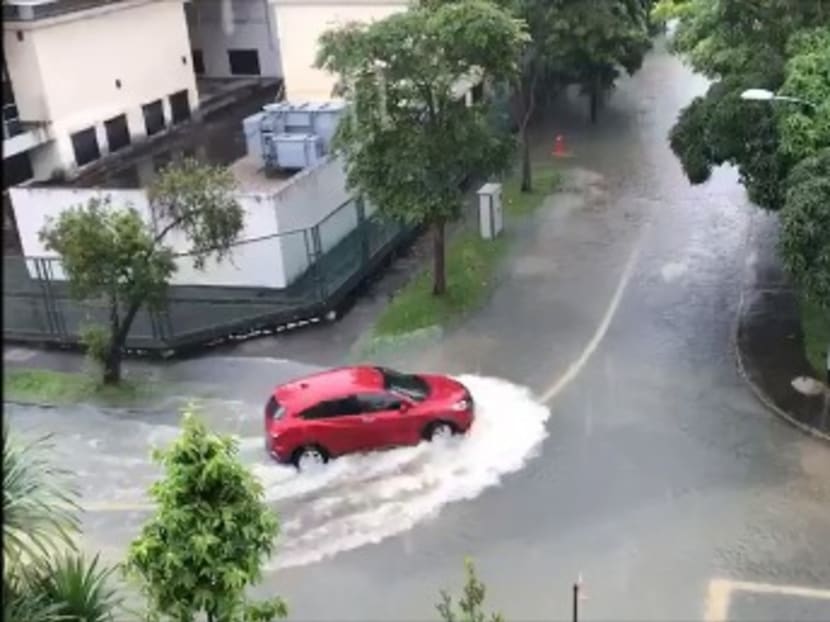 Screengrab of a TODAY reader’s video showing his flooded neighbourhood in Jalan Greja at Bedok on Monday (Jan 8).