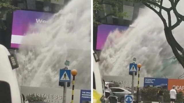 乌节路出现“喷泉” 网民搞笑：可能最近天气太热 