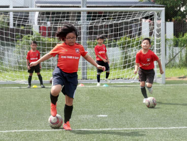 Tan Xin Yi at a Football Plus training session on April 27, 2024.