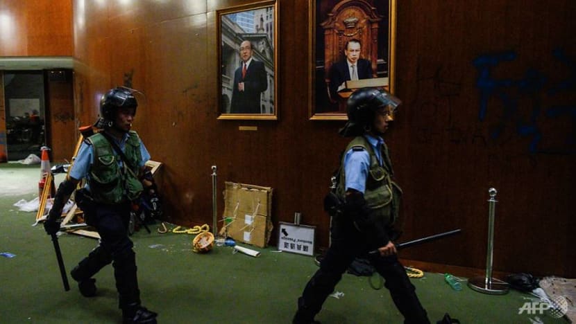 In pictures: Hong Kong's Legislative Council building left damaged, defaced In pictures: Hong Kong's Legislative Council building left damaged, defaced