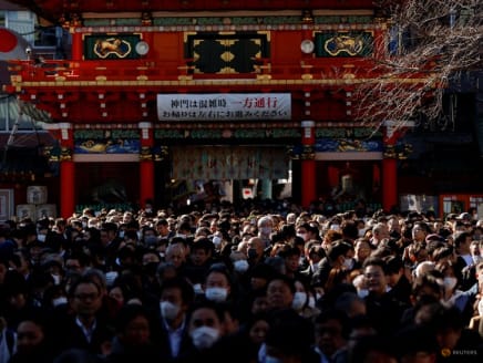 Visitors crowd as they offer prayers on the first business day of the New Year at the Kanda Myojin shrine, frequented by worshippers seeking good fortune and prosperous business, in Tokyo, Japan, January 4, 2024. REUTERS/Issei Kato