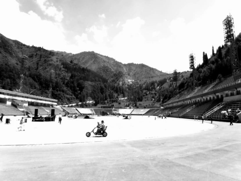 A giant outdoor ice-skating rink in Chimbulak, where most events will be held if Almaty wins the bid for the 2022 Winter Olympics. Photo: Kevin Lim