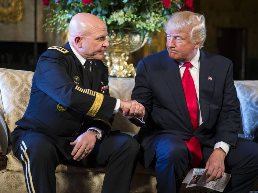 US President Donald Trump announces Lt Gen H R McMaster (left) as his next National Security Adviser, at the Mar-a-Lago resort in Palm Beach, on Feb 20, 2017. Photo: The New York Times