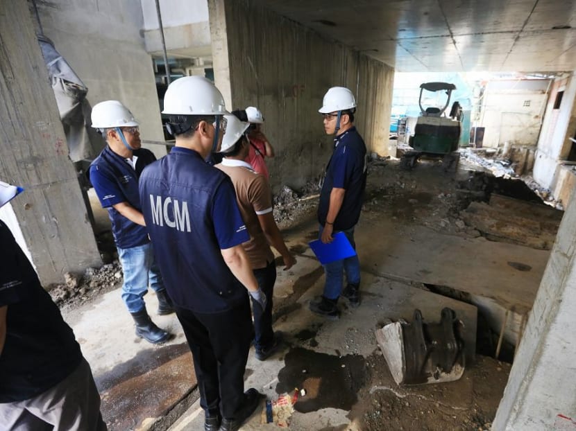 A Workplace Safety and Health (WSH) site inspection by The Ministry of Manpower (MOM) and Minister of State for Manpower Sam Tan, at one of the worksite at Geylang. TODAY file photo