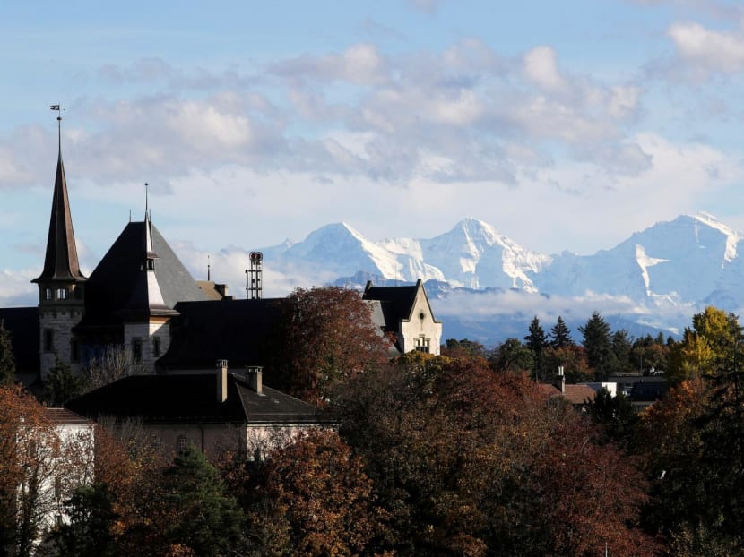 A general view of the snow-covered mountains of the Bernese Alps, Eiger, Moench and Jungfrau, as seen from Bern, Switzerland on Oct 28, 2020.
A general view of the snow-covered mountains of the Bernese Alps, Eiger, Moench and Jungfrau, as seen from Bern, Switzerland on Oct 28, 2020.