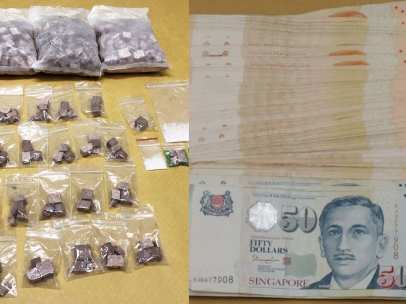 Officers from the Central Narcotics Bureau seized 1.58kg of heroin, along with other drugs, and cash worth S$11,000 in a raid in Woodlands.