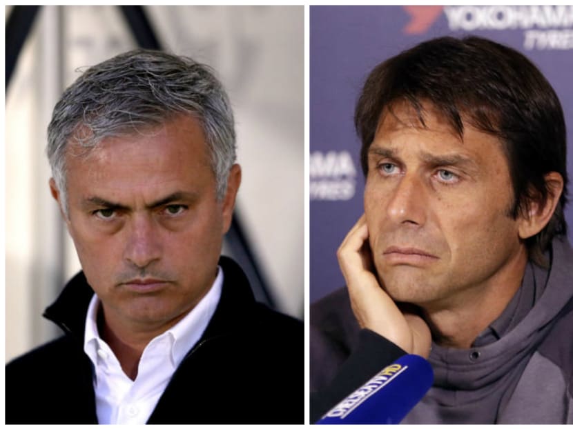 Manchester United manager Jose Mourinho (left) and his Chelsea counterpart Antonio Conte. Photos: Reuters, AP