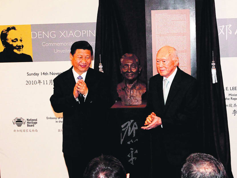 In celebration of the 20th anniversary of diplomatic relations between Singapore and China, Mr Lee and then Chinese Vice-President Xi Jinping, who was on an official visit to Singapore, unveiled the Deng Xiaoping marker at the Asian Civilisations Museum in November 2010, when Mr Lee was Minister Mentor. The marker is part of the National Heritage Board's efforts to enrich the public's understanding of Singapore's role in regional and world history, as well as honour the achievements of one of China's outstanding leaders. TODAY FILE PHOTO