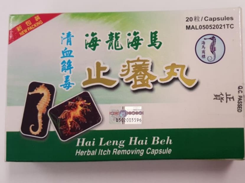 HSA warns public not to use ‘Hai Leng Hai Beh Herbal Itch Removing Capsule’ . Photo: HSA