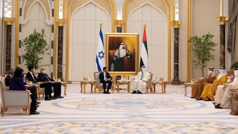 UAE intercepts a Houthi missile as Israeli president visits UAE intercepts a Houthi missile as Israeli president visits