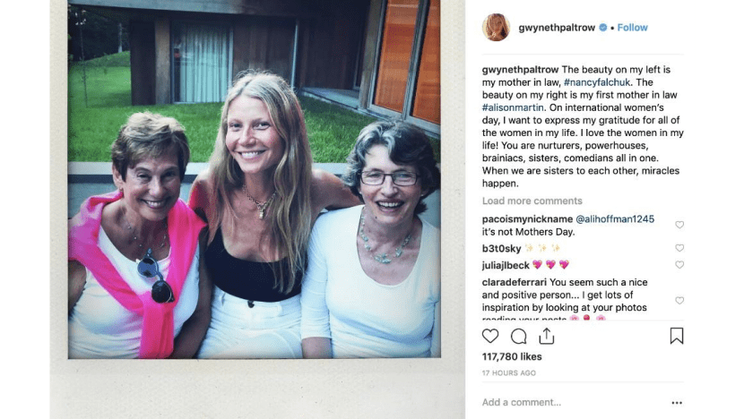 Gwyneth Paltrow praises her current and former mother-in-laws