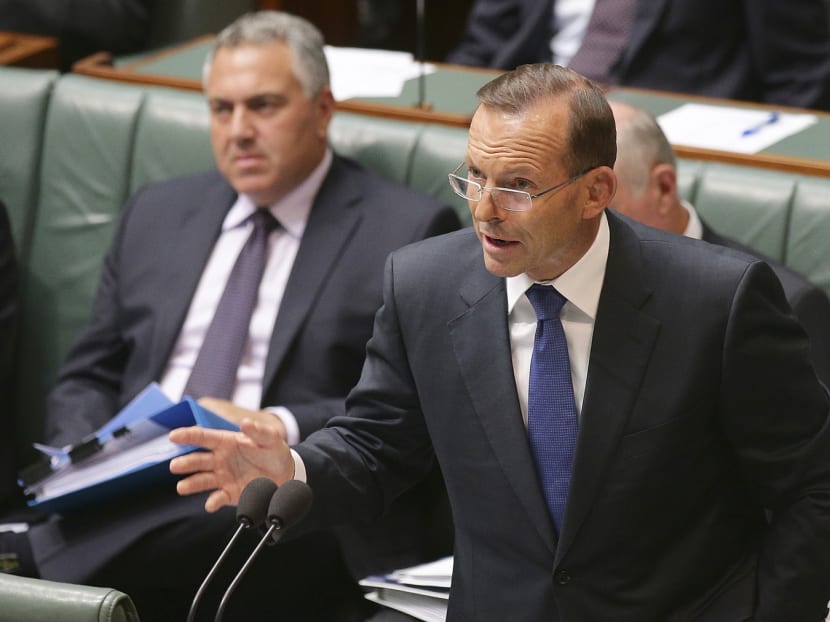 Australia's Prime Minister Tony Abbott speaks in Parliament House in Canberra, Australia, on Monday, Feb 23, 2015. Photo: AP