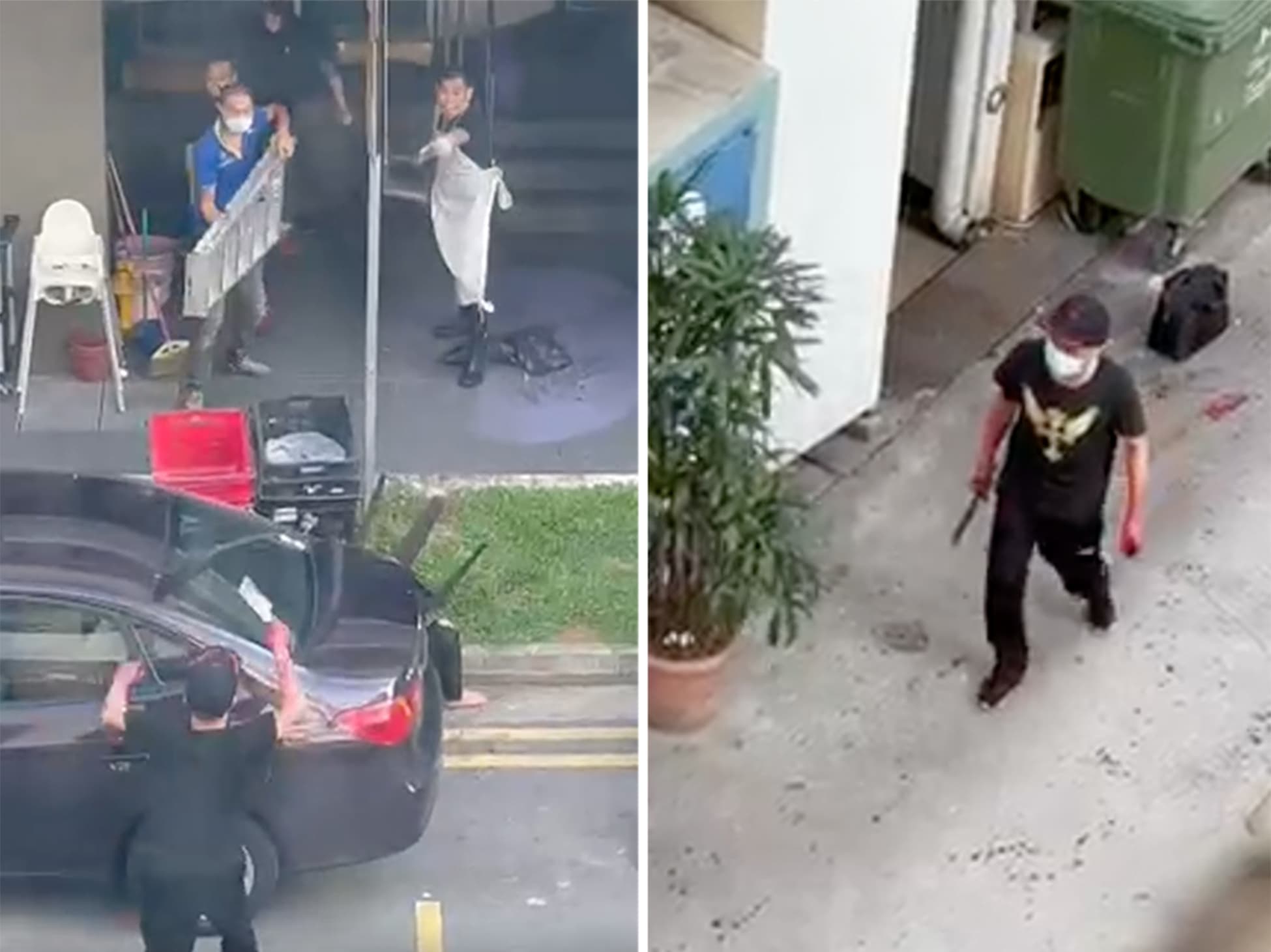 Images posted on social media on April 14, 2022 of a man wielding a chopper in the Beach Road area. Images posted on social media on April 14, 2022 of a man wielding a chopper in the Beach Road area.