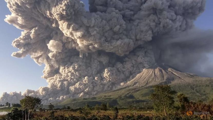 Indonesia's Mount Sinabung volcano spews ash into sky Indonesia's Mount Sinabung volcano spews ash into sky