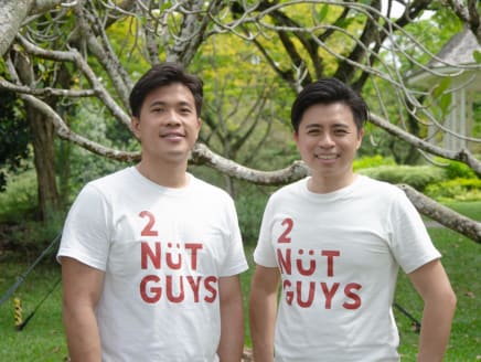 Mr Lee Chee Leong (left) and Mr David Ho (right), the men behind the startup 2NutGuys.