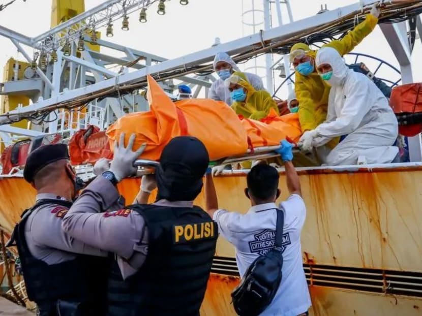 Last month, authorities intercepted two Chinese vessels near Singapore and found the body of Indonesian crew Hasan Apriadi inside a freezer on one of the ships.