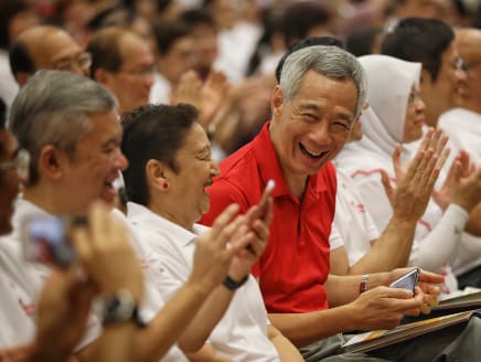 Prime Minister Lee Hsien Loong (facing camera) at a Merdeka Generation Appreciation ceremony at the Institute of Technical Education Central on June 2, 2019. 