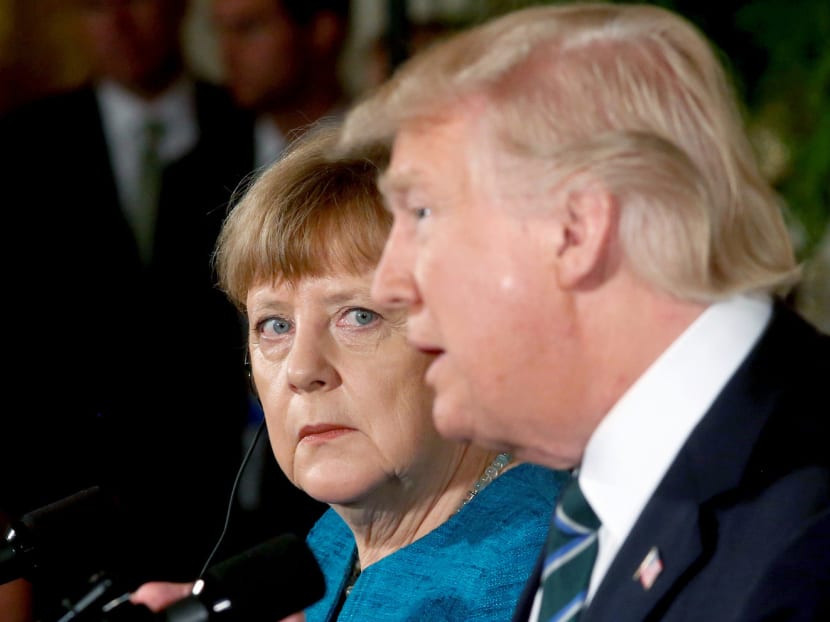 After US President Donald Trump hosted German Chancellor Angela Merkel for the first time in the White House on Friday, he repeated his complaints that the US has been treated ‘very, very unfairly’ in trade arrangements. However, Mrs Merkel has reaffirmed her commitment to free trade. Photo: REUTERS