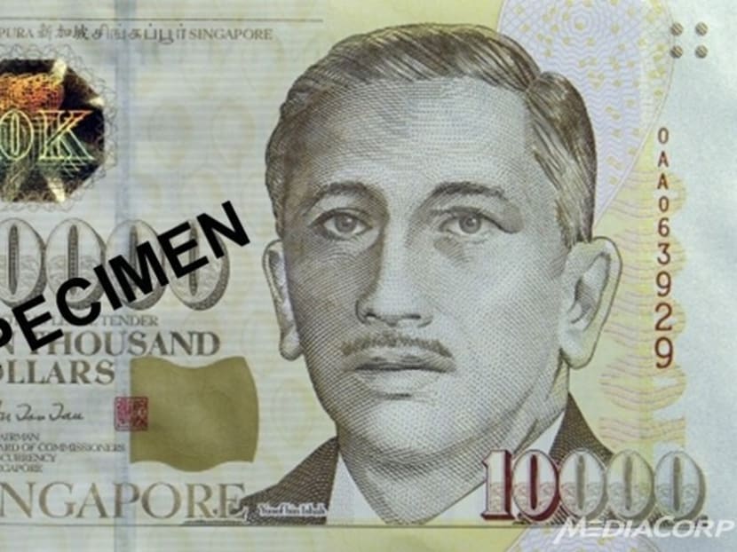 S$10,000 note. Photo: Channel NewsAsia