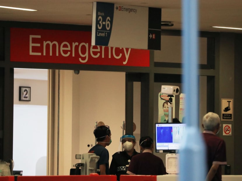 The entrance to the accident and emergency department of Sengkang General Hospital on Oct 26, 2021. The entrance to the accident and emergency department of Sengkang General Hospital on Oct 26, 2021.