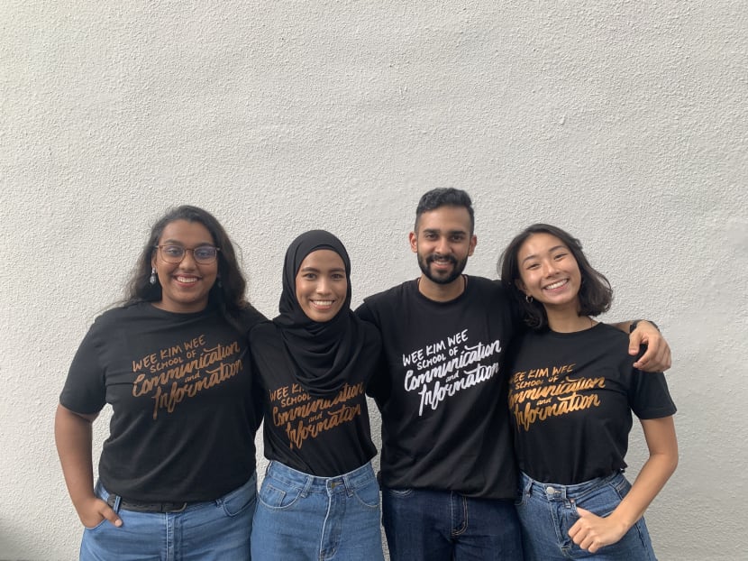 Nanyang Technological University undergraduates (from left) G Nanthinee Shree, Nur Afrina Mohd Zulkifli, Hemant Mathy and Marisa Agnes Lee started a campaign to raise awareness of sexual harassment on dating apps.