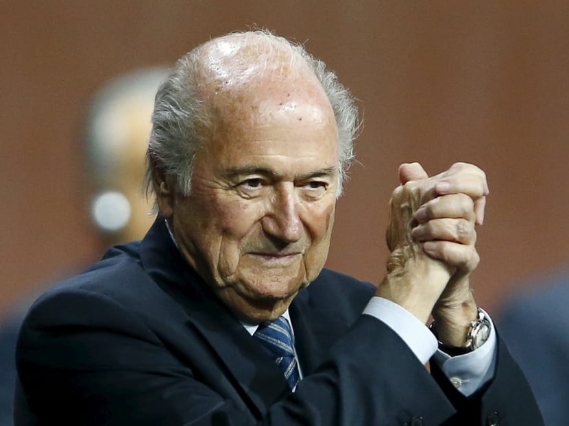 FIFA President Sepp Blatter gestures after he was re-elected at the 65th FIFA Congress in Zurich, Switzerland, on May 29, 2015. Photo: Reuters