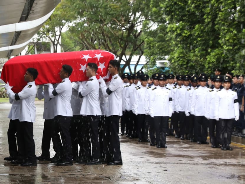 The ceremonial funeral for Sergeant (1) Edward Go at Mandai Crematorium on Dec 13, 2022