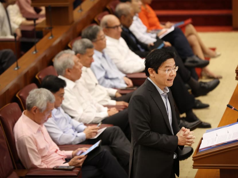 Deputy Prime Minister Lawrence Wong giving his opening speech for a debate on the white paper in Parliament on March 20.