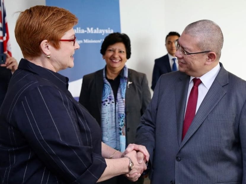Mr Saifuddin meeting his Australian counterpart Marise Payne in Sydney on Nov 29, 2019.