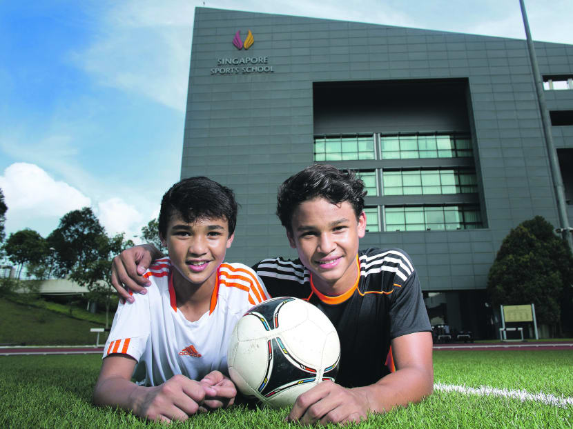 Ikhsan (left) and Irfan Fandi will be studying in an international school in Santiago during their stints with AC Banerchea. Photo: Singapore Sports School