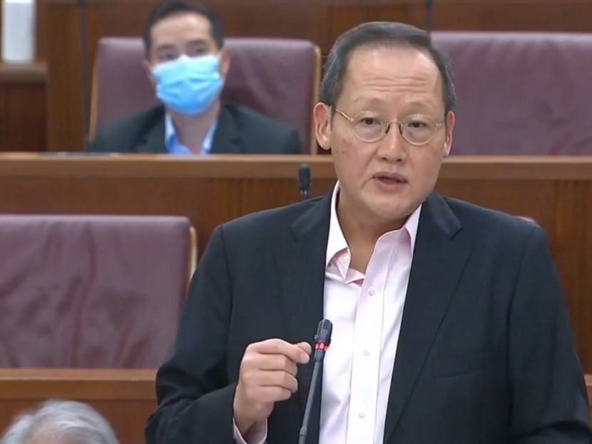 Manpower Minister Tan See Leng delivering a ministerial statement in Parliament on July 6, 2021.