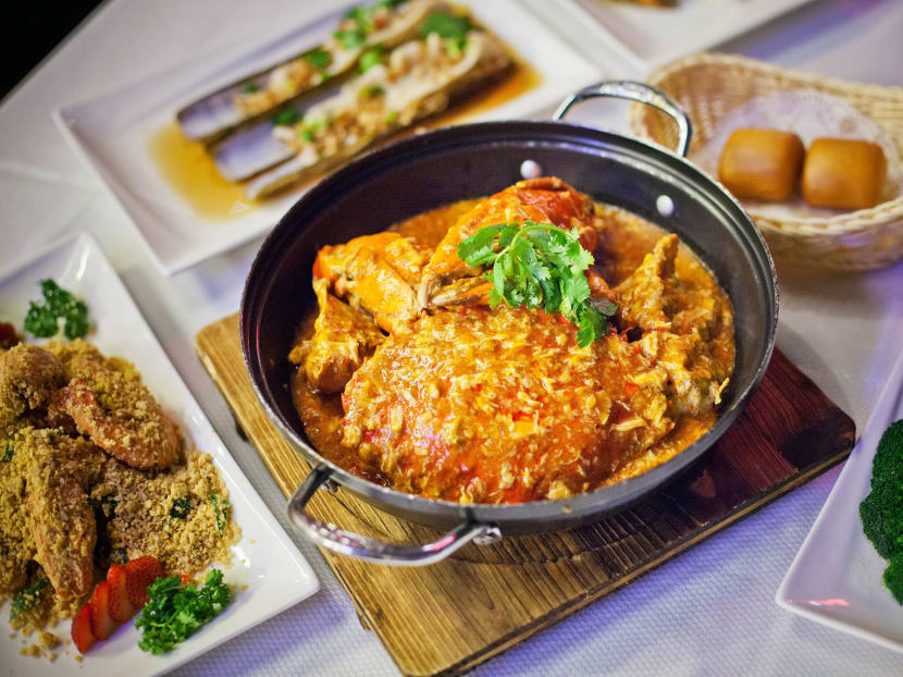 A dish of chili crab at the Jumbo Seafood Riverside restaurant in Singapore. Photo: Bloomberg A dish of chili crab at the Jumbo Seafood Riverside restaurant in Singapore. Photo: Bloomberg