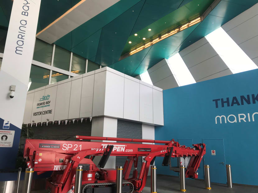 A large crane was spotted at Marina Bay Cruise Centre’s departure gates on Sunday, a day after the incident.