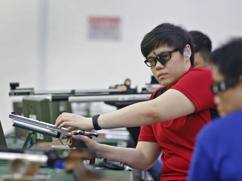 Alvina Neo, once a “noob”, will represent Singapore in air pistol shooting at the Games. Photo: Raj Nadarajan