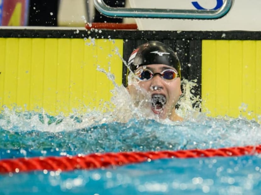 Joseph Schooling celebrates after touching home to win the 100m butterfly gold at the 31st SEA Games in Hanoi.
Joseph Schooling celebrates after touching home to win the 100m butterfly gold at the 31st SEA Games in Hanoi.