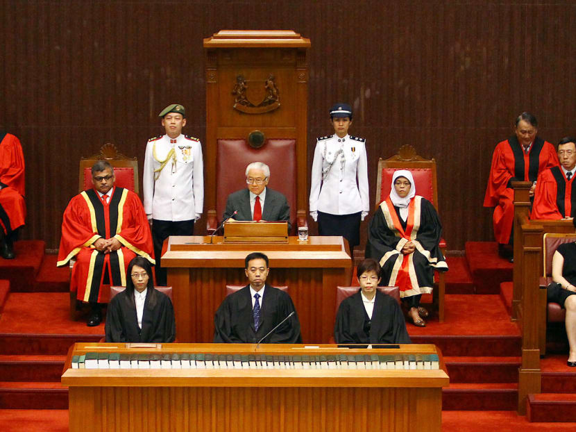 President Tony Tan addressing MPs at the opening of the second session of the 12th Parliament in May last year. As the GE approaches, there has been discussion on an MP’s dual roles — looking after his constituents and their estate, and being a voice for them in Parliament by raising their concerns. Photo: Ernest Chua