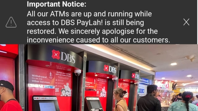 星展银行提款机恢复运作 数码服务和PayLah!仍无法使用