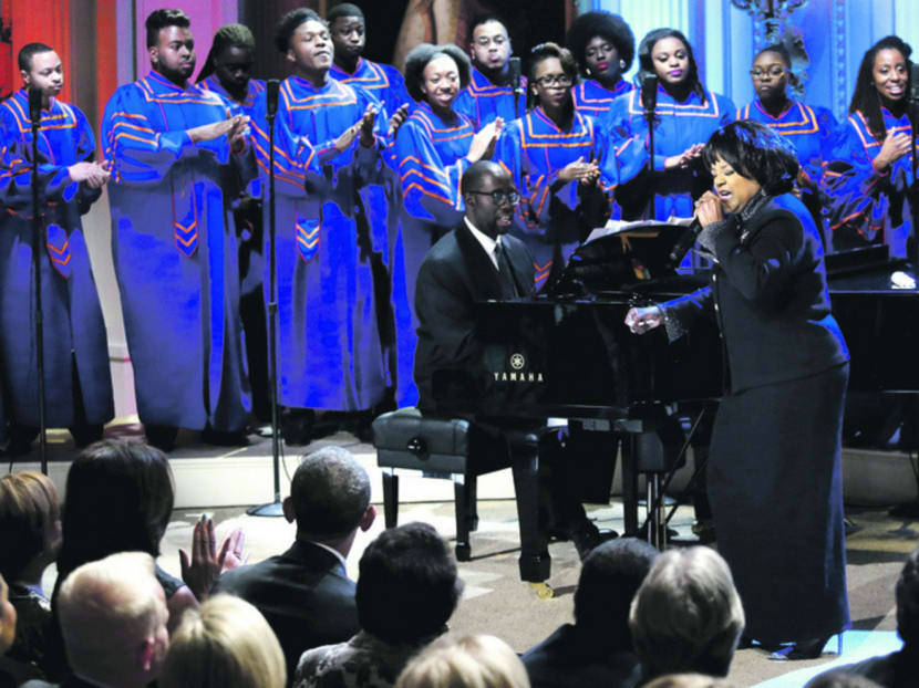 Pastor Shirley Caesar performs with the Morgan State University choir as part of a tribute to gospel music at the White House.
Photo: Reuters