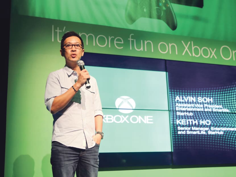 Mr Alvin Soh, assistant 
vice-president 
of entertainment and SmartLife at StarHub, at the Xbox One showcase 
on Monday. 
Photo: Microsoft