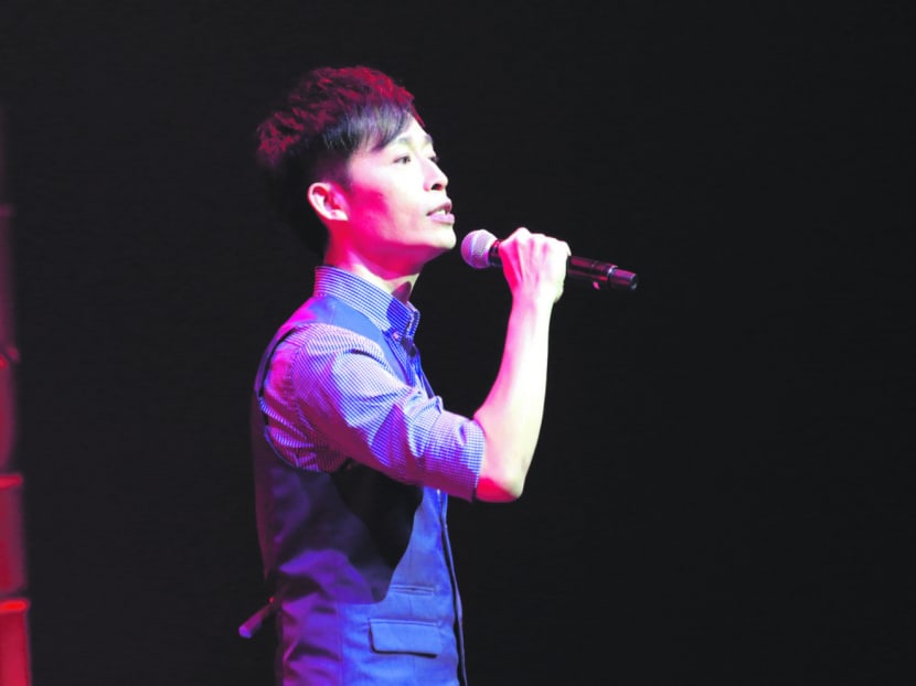 Xinyao songwriter Liang Wern Fook performing at his debut concert at The Star Theatre. Photo: Ocean Butterflies Music