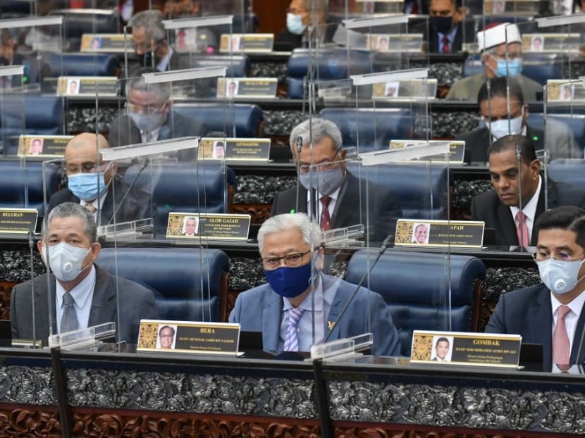Malaysia's Minister of International Trade and Industry Mohamed Azmin Ali (front right) and Minister of Defence Ismail Sabri Yaakob (front centre) attending a parliament session in Kuala Lumpur on Nov 2, 2020.