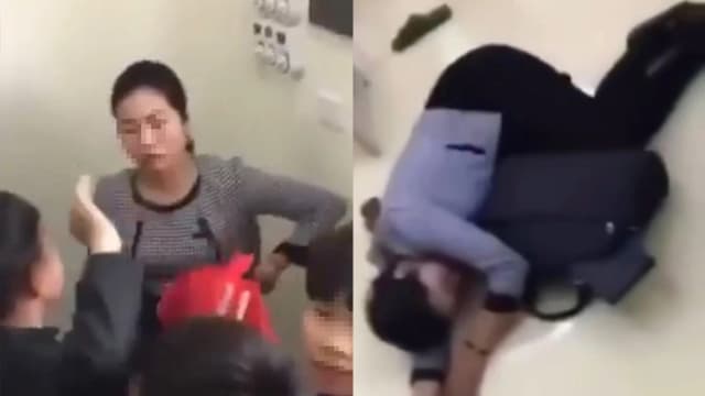 越南女老师被学生围堵挑衅 被拖鞋打中晕倒在地 