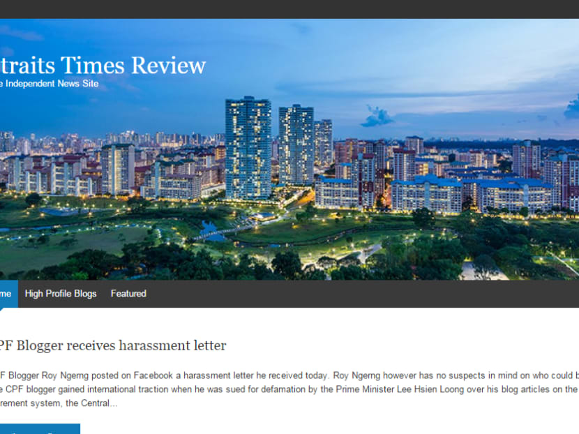 A screenshot of the new website started by a former editor of The Real Singapore.