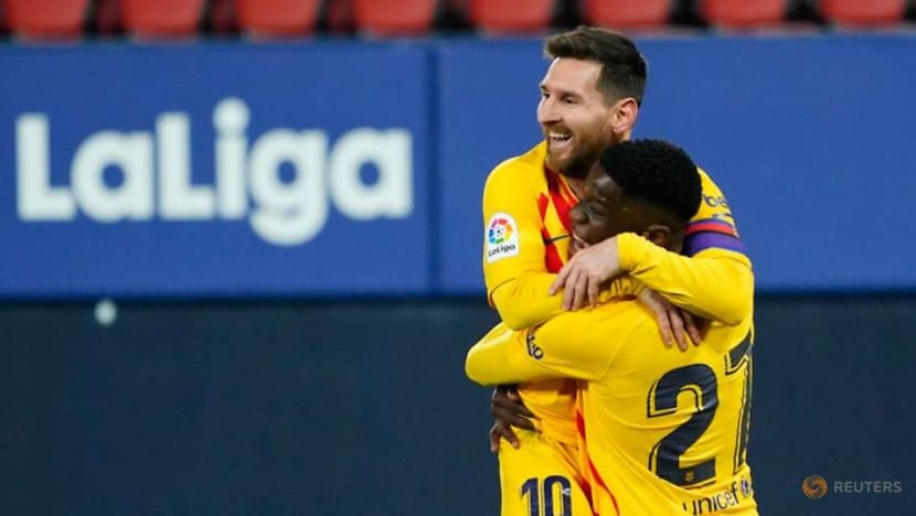 Messi grabs two assists as Barcelona march on with victory at Osasuna